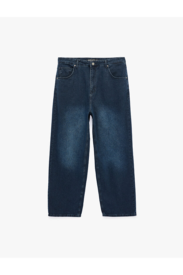 Relaxed Fit Cotton Pocket Super Baggy Jean Trousers