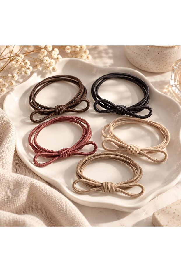 Bow Colorful Hair Elastic Set 5 Pieces