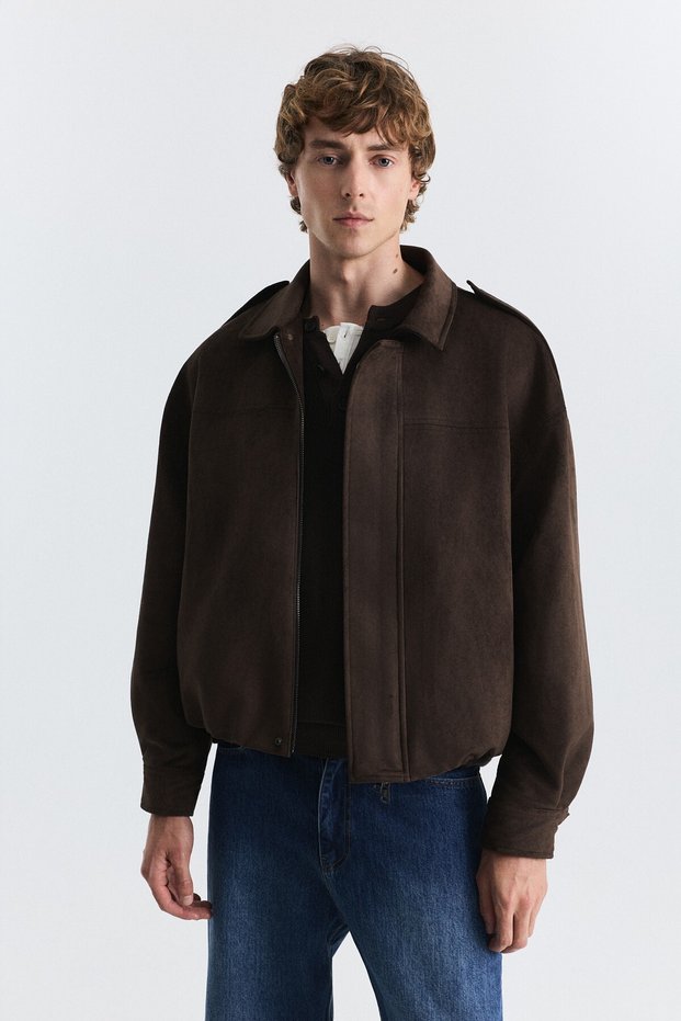 Hidden Zipper Faux Suede Coat
