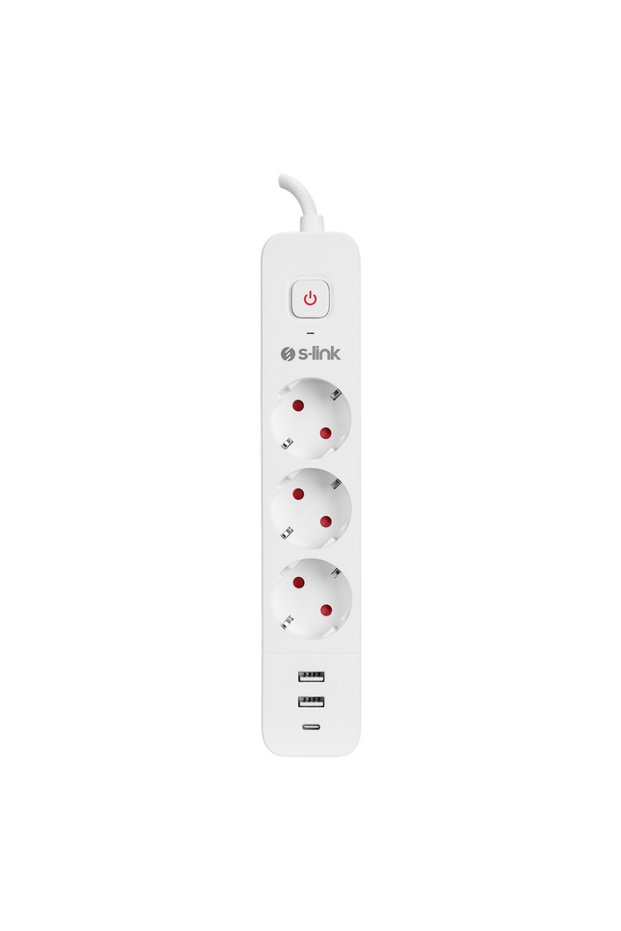 Spg03Tc, 3 Sockets, Surge Protected Socket, 1X Type-C, 2Xusb 5V 4A, 1.5Mt 100% Copper 1mm Cable, 750