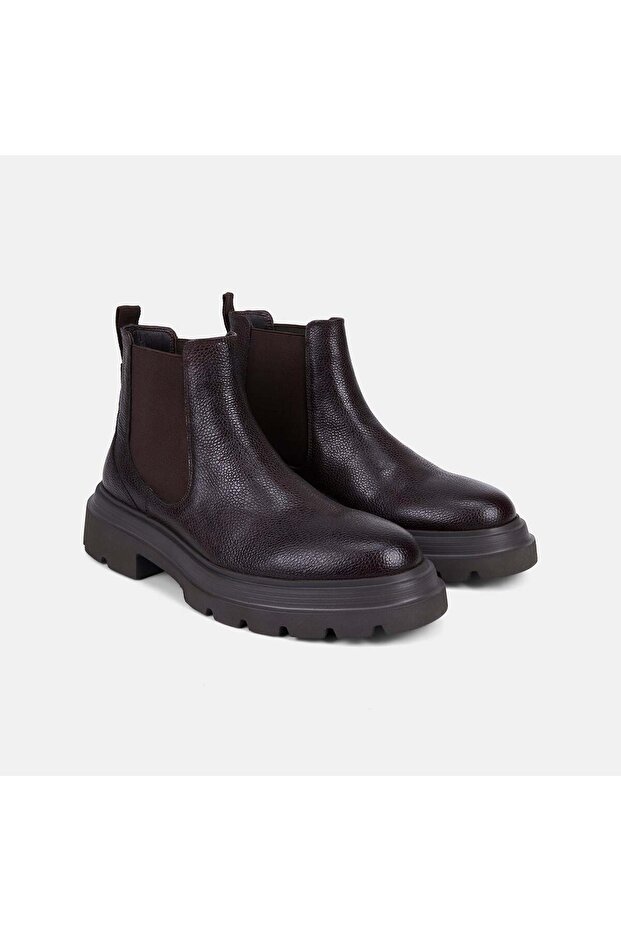 Men's Bitter Brown High-Sole Leather Chelsea Boots