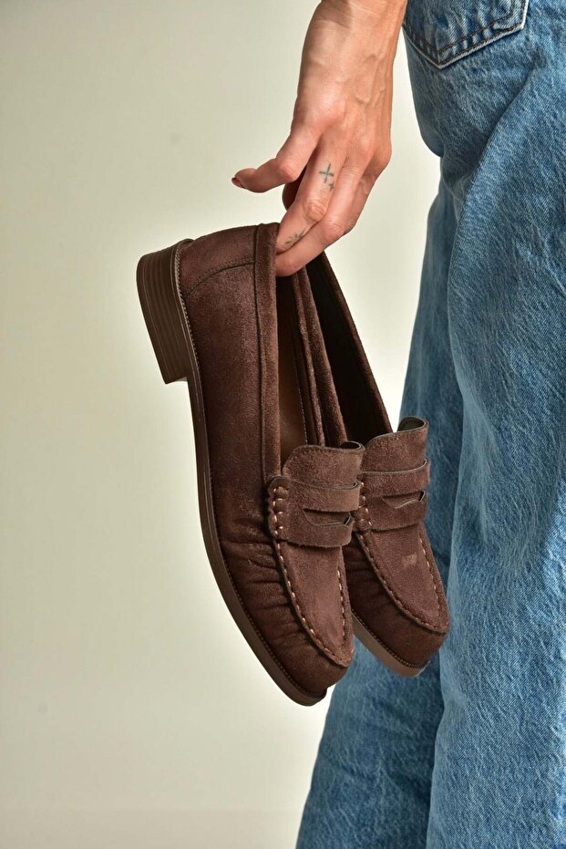 Z820221002 Brown Suede Women's Loafer Shoes