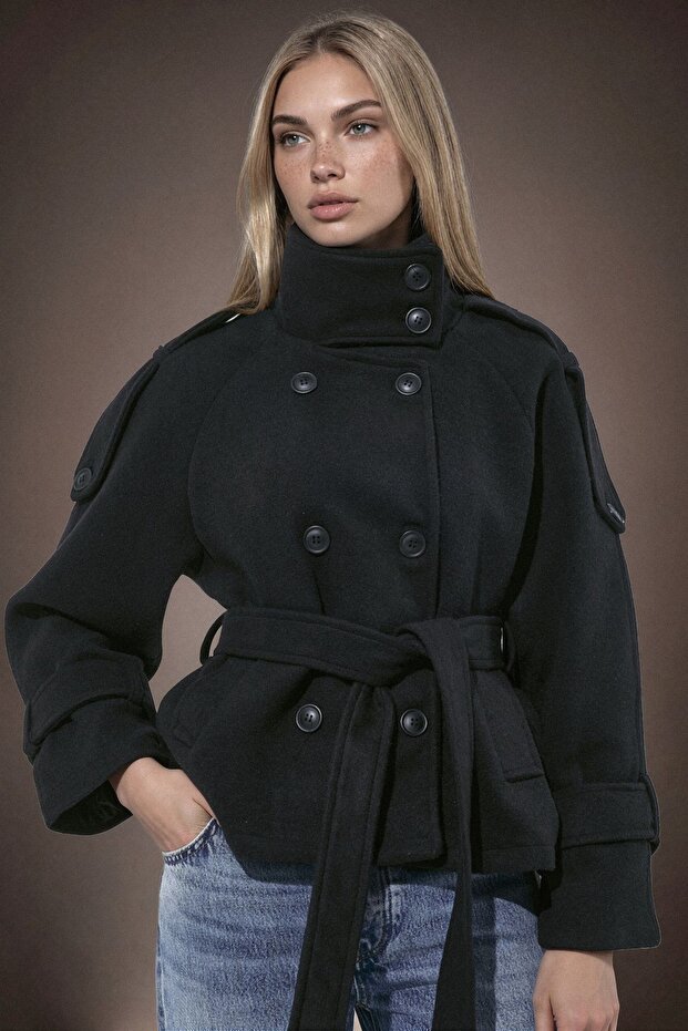 High Collar Trench Coat Jacket