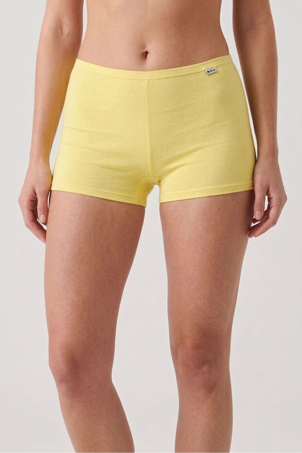 Women's Lemon Yellow Lycra Cotton Boxer