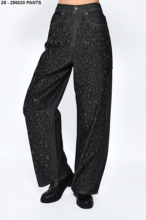 Stone Leopard Pattern Jean Jeans