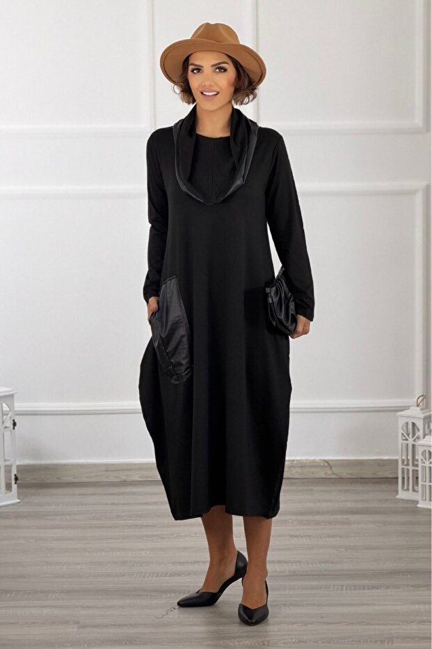 Black Degaje Collar Dress