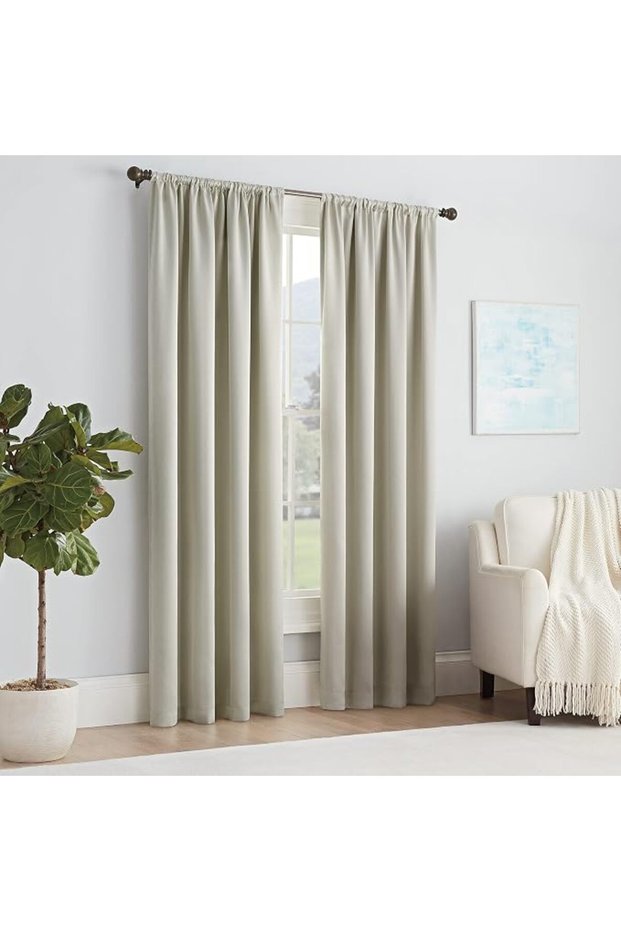 Solid Thermapanel Single Window Curtain Panel, 54 in x 54 in, Taupe