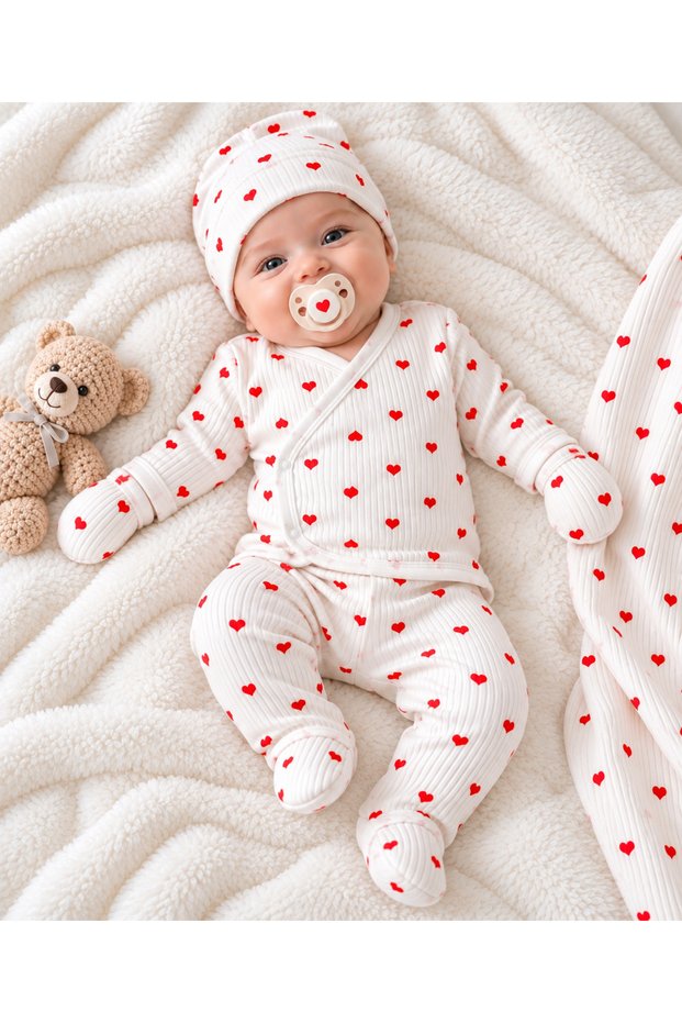 Newborn Baby Girl Organic Cotton 7-Piece Hospital Discharge Set – Blanket and Bodysuit Set 0-3 Months