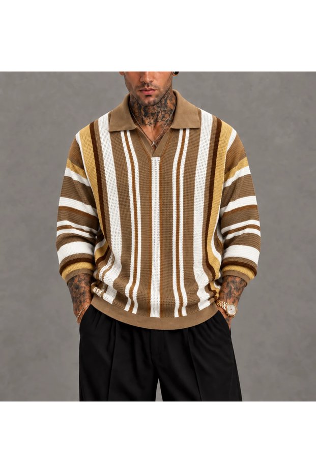 Oversize Striped Knitwear Sweatshirt