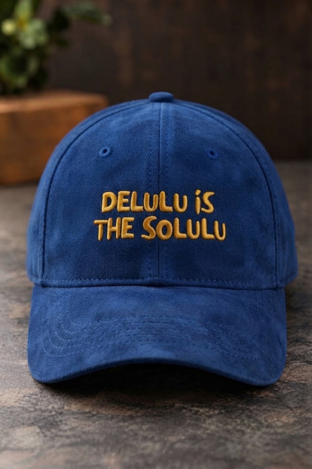 Delulu İs the Solulu Embroidered Suede Hat Unisex | Gothic Design Baseball Cap | Adjustable