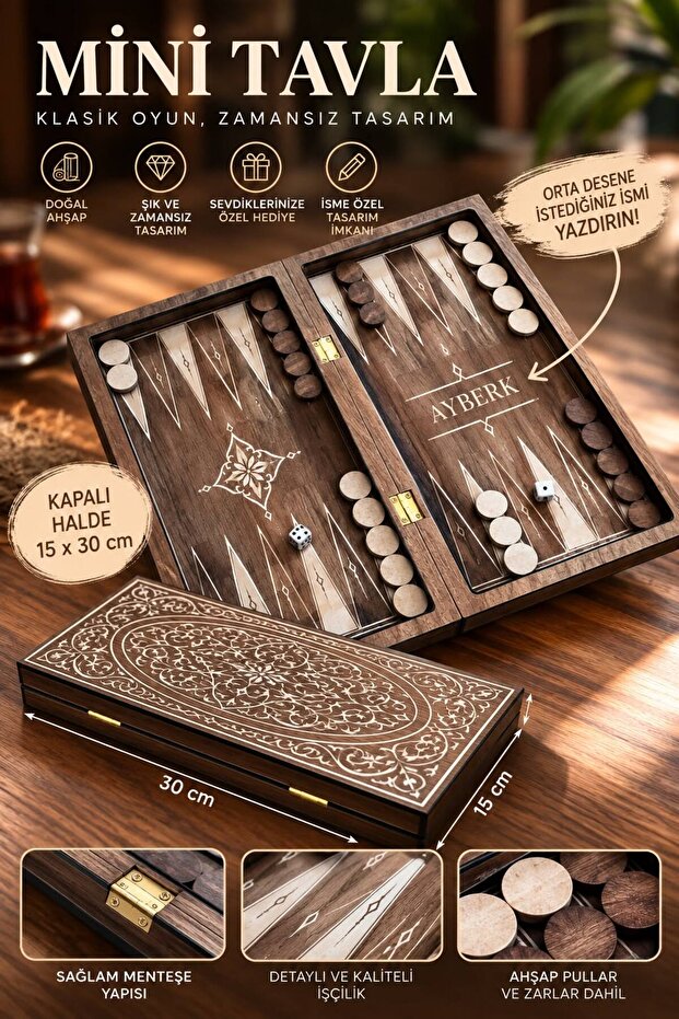 Mini Tavla İsim Yazılabilir