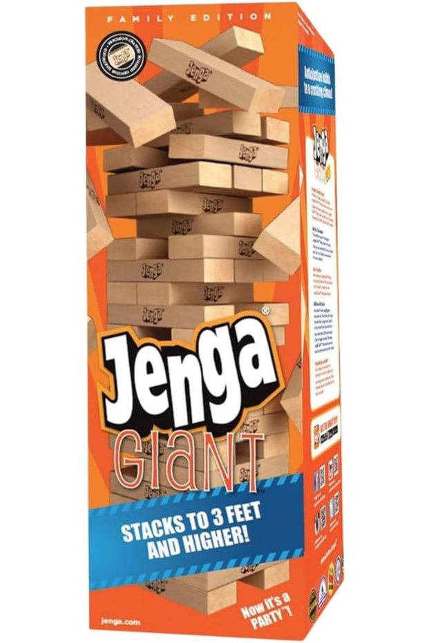 Giant Classic Wooden Block Stacking Game, 54 Pieces | Natural Pine Wood, Family Entertainment, Indoor Party Game