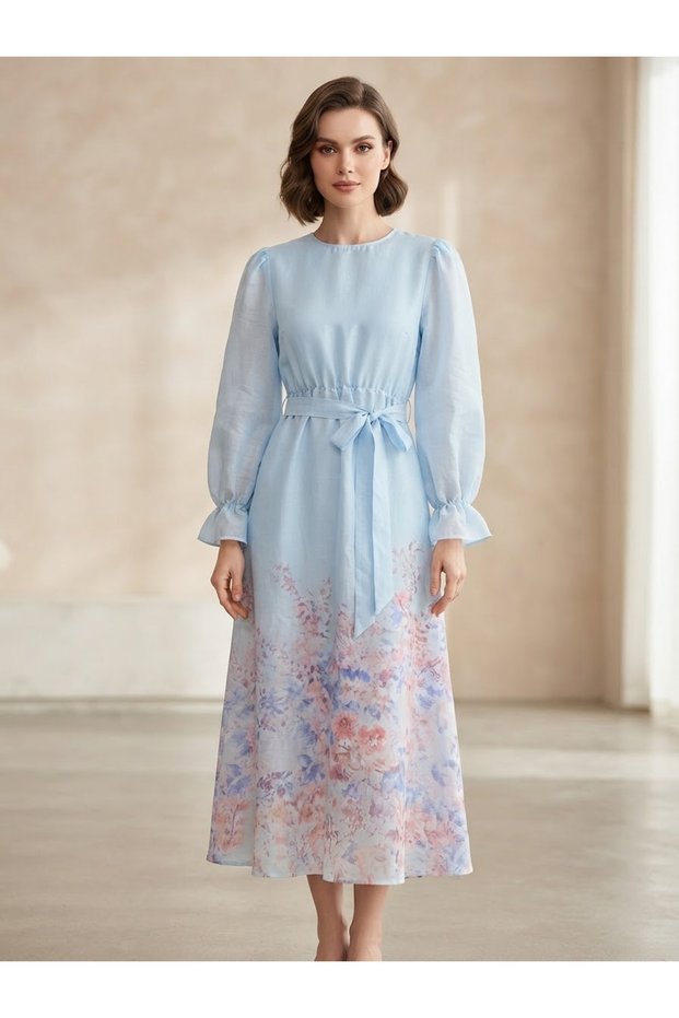 Floral Pattern Lined Dress