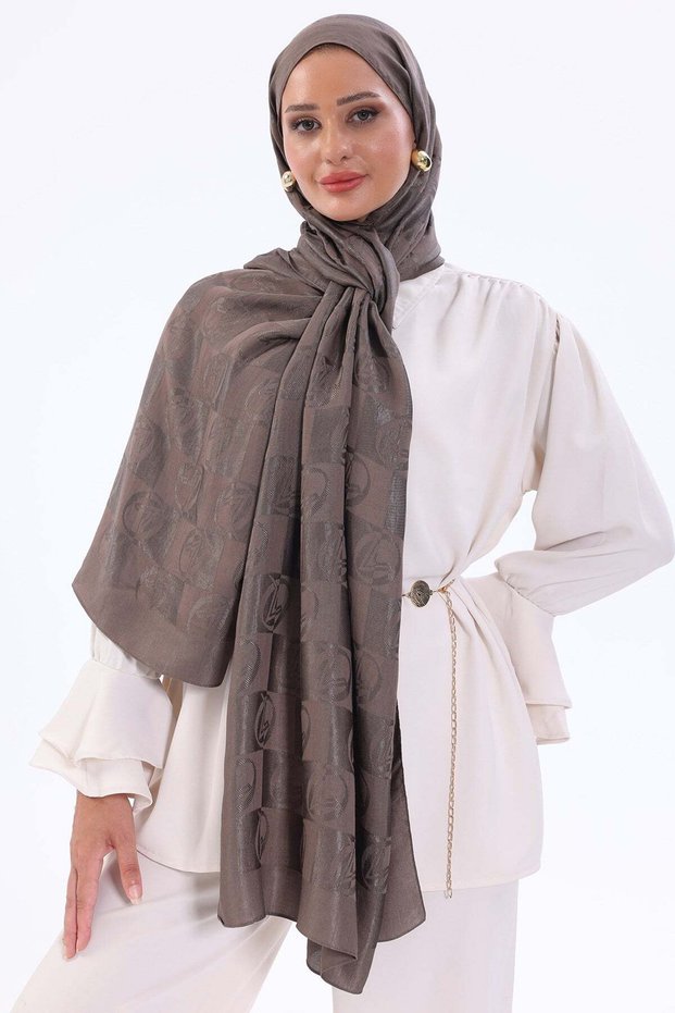 Alia Shawl - New Checkerboard Pattern - Mink