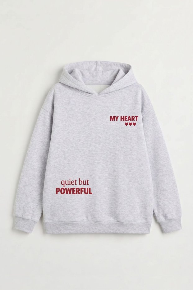 Hooded Oversize Sweatshirt with Slogan Print on the Back