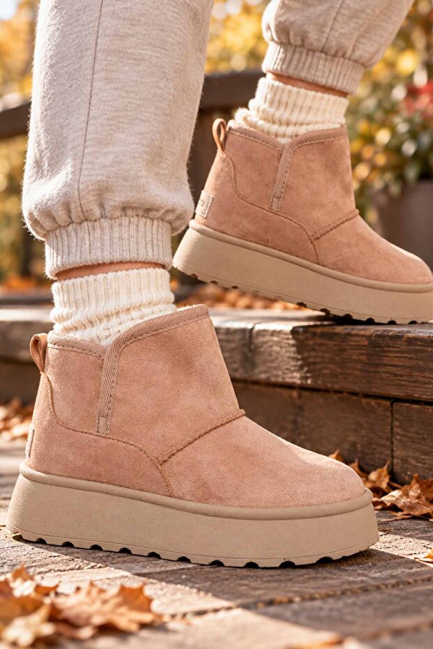 Children's Sand Boots with Warm Lining, Suede Look, Thick Sole, Winter Boots