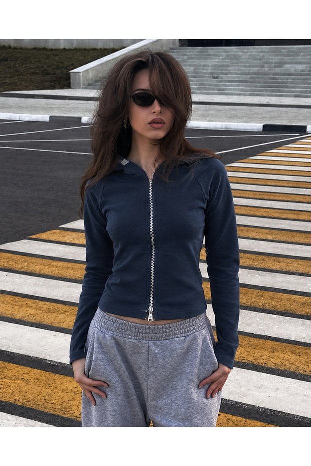 Y2K Slim Mix Trend Hooded Basic Cardigan