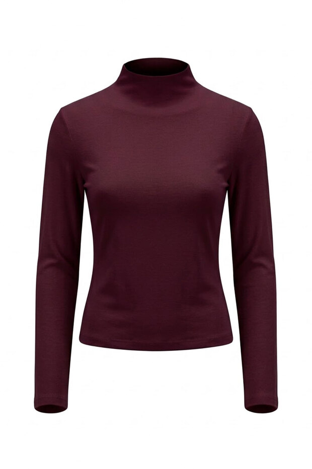 New Season High Neck Long Sleeve Blouse - Mürdüm