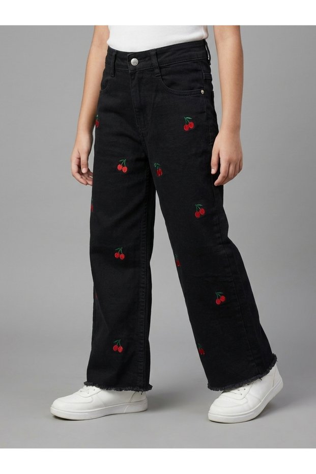 Girl's Cherry Embroidered Jeans