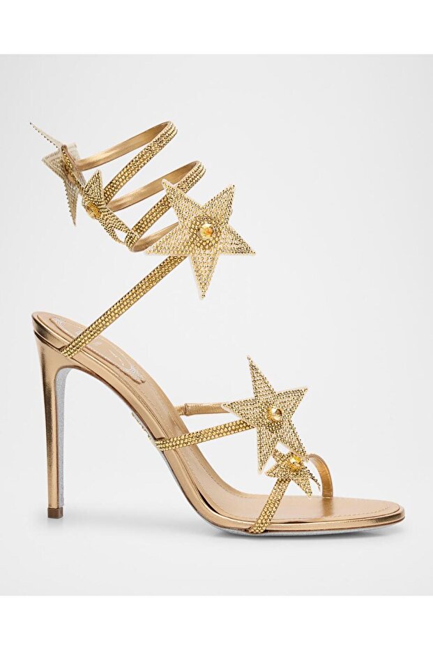Rene Caovilla Cleo 105 Star Sandals in Satin women Gold
