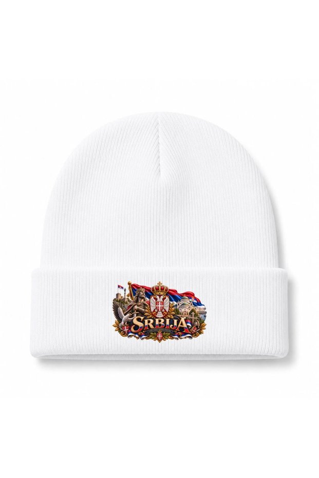 Serbia Heraldic Emblem & Tricolor Graphic Beanie