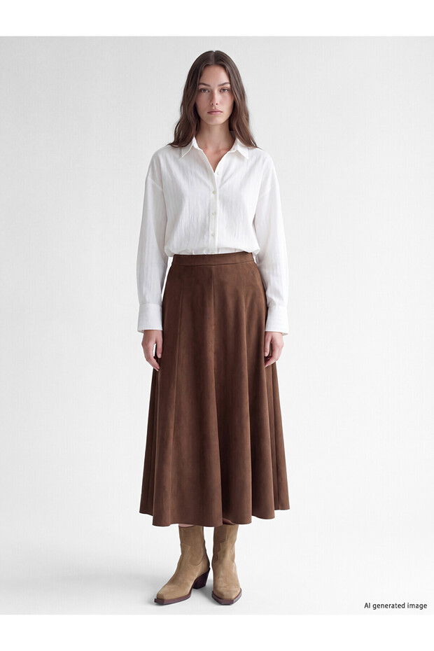 Alita City Lcw Modest Brown Plain Long Women's Skirt with a Difference