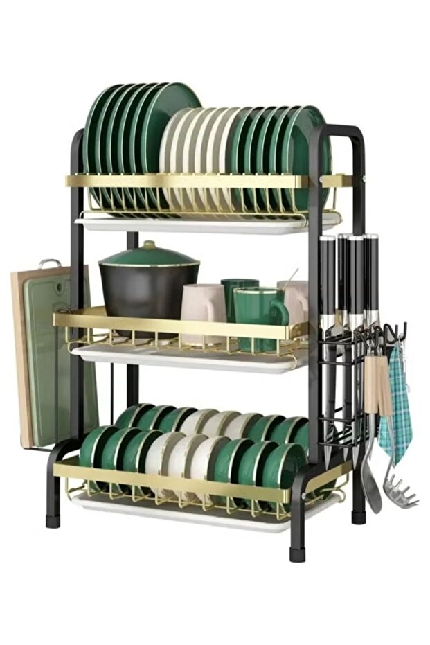 Dish Drying Rack For Kitchen Counter Top Organizer With Sink Drainer And Cutlery Shelf Option
