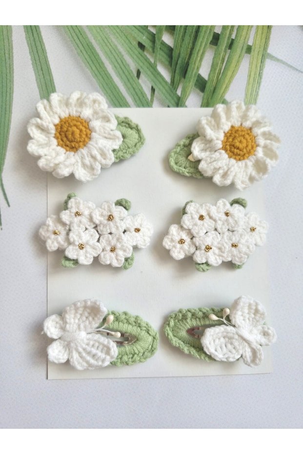 Girl's Hair Accessory Set of 6 Mixed Hair Accessories Organic Snap Clip Set