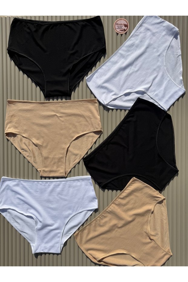 Women's Cotton Modal Fabric High Waist Non-Marking 6-Pack White, Nude, Black Bato Panties