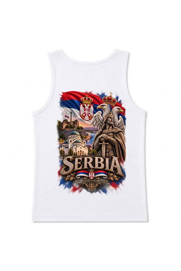 Serbia Flag & Medieval Figure Graphic Tank Top