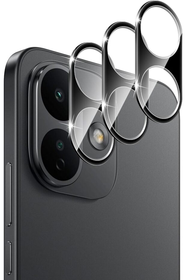 Xiaomi Redmi Note 17 Compatible Camera Protection Lens Protector Tempered Glass Unbreakable Glass with Application Apparatus - Black