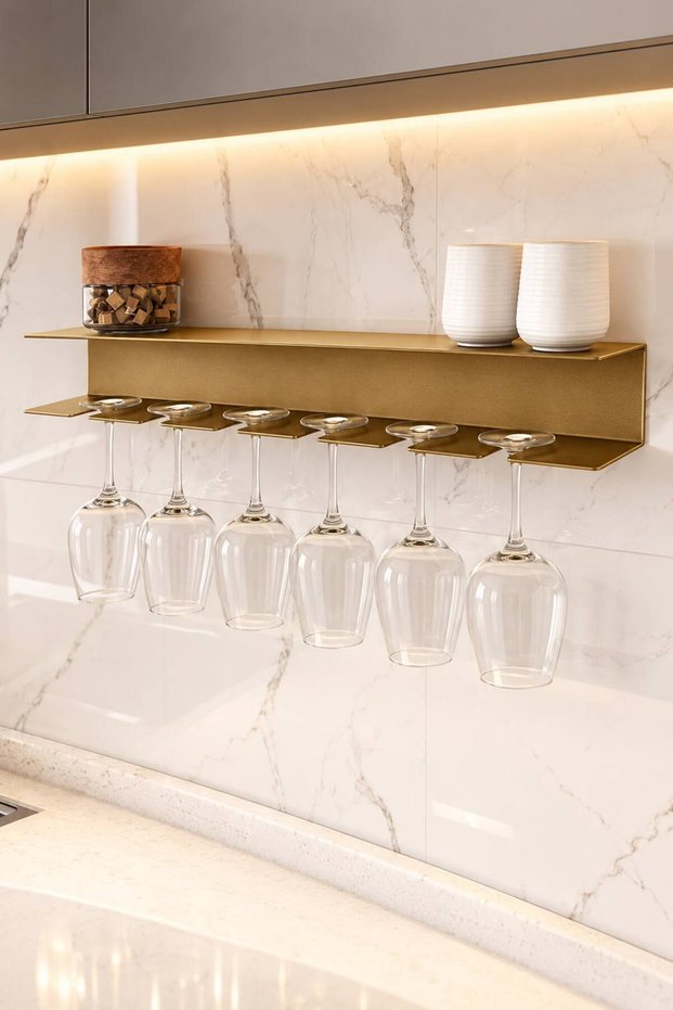 Aging | | Başak Kadehli̇k & Raf Wall Mounted Glass Rack 54 cm Glass Holder Glass Rack Metal Kitchen Rack Wine Glass Cup Holder Glass Holder Wall Rack Bar Cafe Restaurant Organizer Cup Hanger