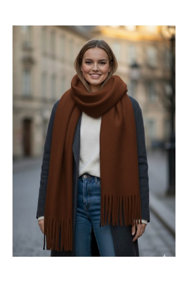 Thick Winter Premium Imported Women's Shawl Scarf Soft Textured Fringed