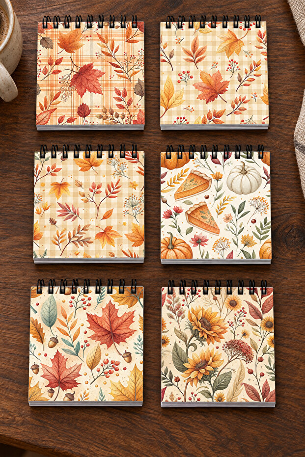 Autumn Dry Leaf Patterned Notepad Set