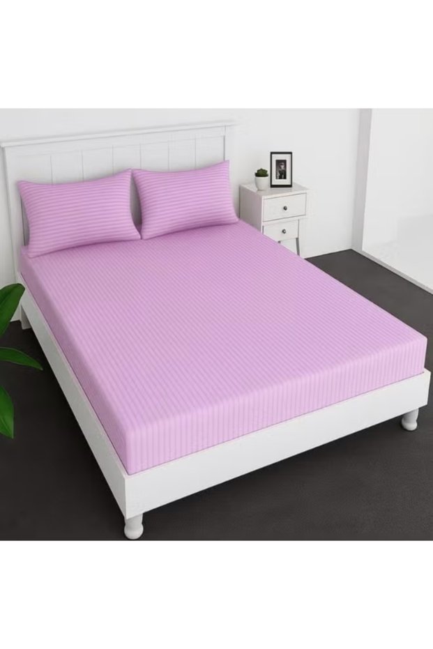 3 Piece Microfiber Bed Sheet Set Fits 120 x 200+25 cm Soft Breathable 1 Fitted Sheet 2 Pillowcases Pink