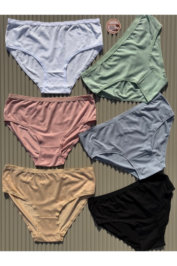 Women's Modal Fabric High Waist 6-Piece Panties in Powder, Green, Blue, Black, White, Nude, Bato