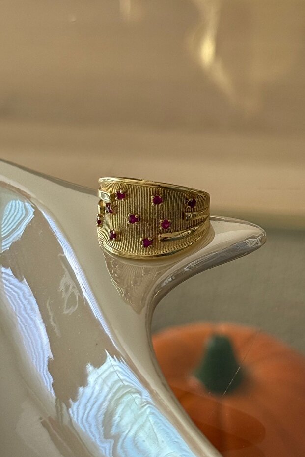 Steel Pink Jewelled Ring