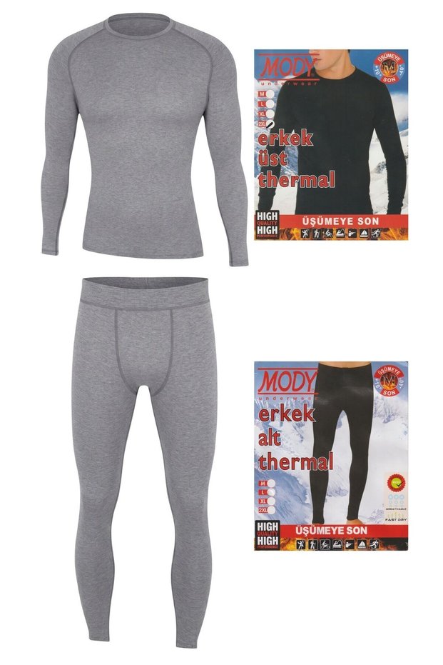Gray Color Lycra Thermal Underwear Set Suitable for Men's Outdoor Sports