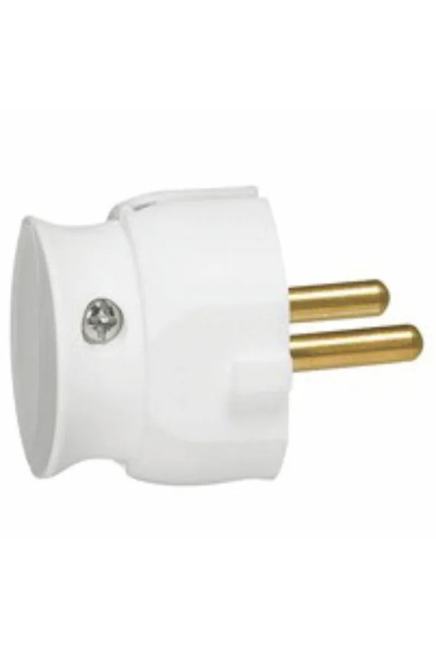 White Schuko plug, removable, with cable clamp