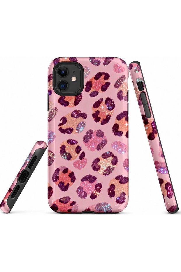 iPhone 11 Compatible - Pink Little Leopard, Double Layer Cover, Glossy Surface Protective Case