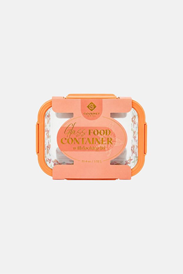 Glass Food Container With Lid, Orange