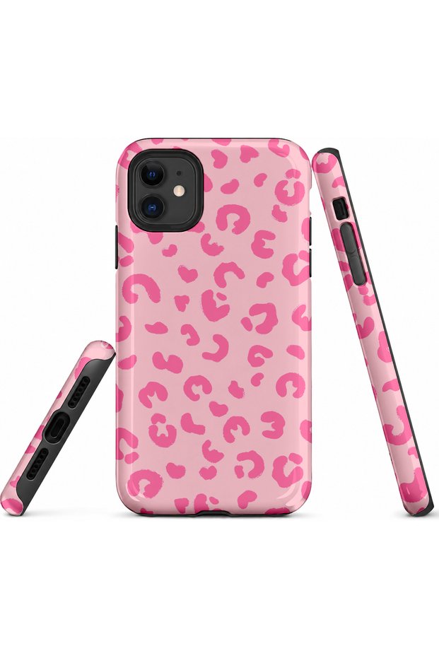 iPhone 11 Compatible - Pink Spotted, Double Layer Cover, Glossy Surface Protective Case