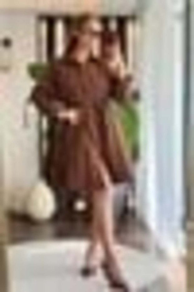 Brown Woven Fabric Shirt Collar Waist Belt Detailed Long Sleeve Shirt Dress
