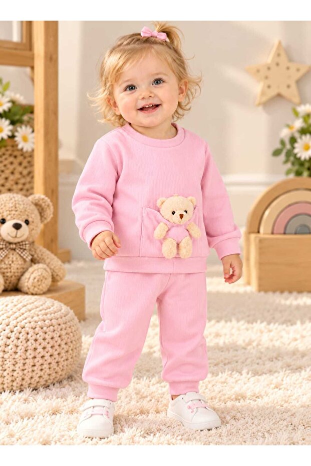 100% Cotton Seasonal Teddy Bear Ribbed Bottom and Top 2-Piece Baby Set
