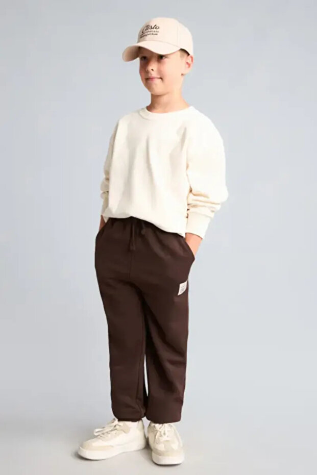 Elastic Waist Arma Detailed Sweatpants for Boys H6814A826Au