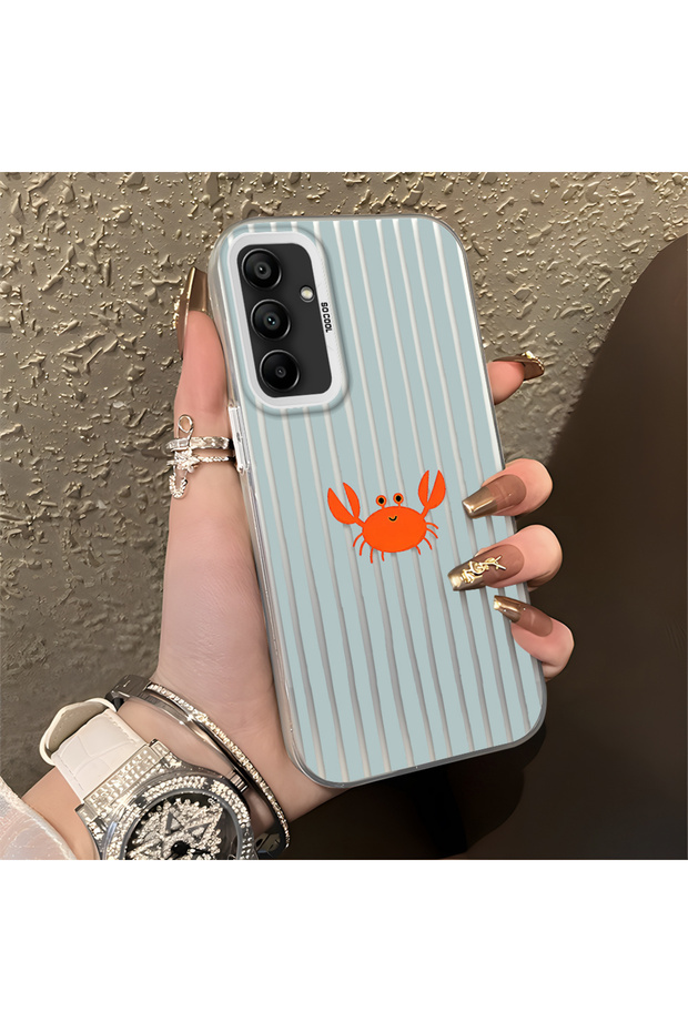Samsung Galaxy A15 4G/5G Compatible Simple Striped Cartoon Little Red Crab Impact-Resistant Drawing