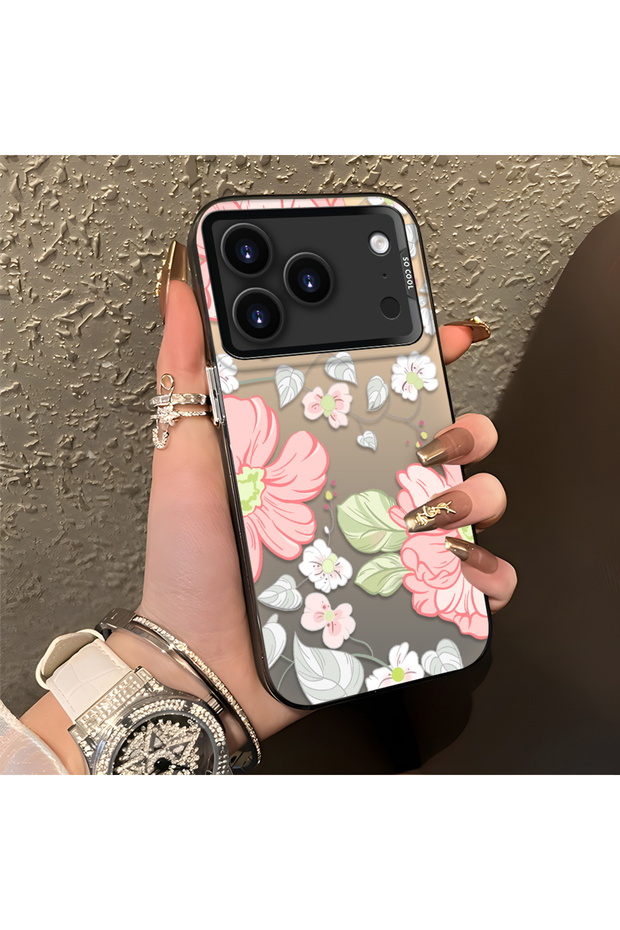iPhone 17 Pro Compatible Fresh Pink White Flower Ivy Full Surround Elegant Shockproof Print