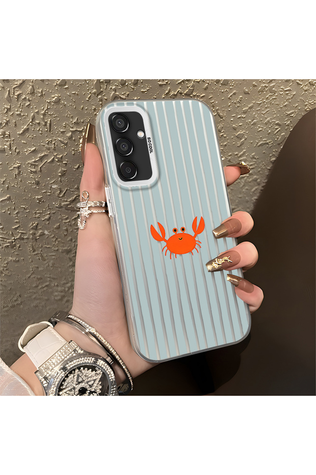 Samsung Galaxy M15 Compatible Simple Line Cartoon Little Red Crab Impact Resistant Drawing