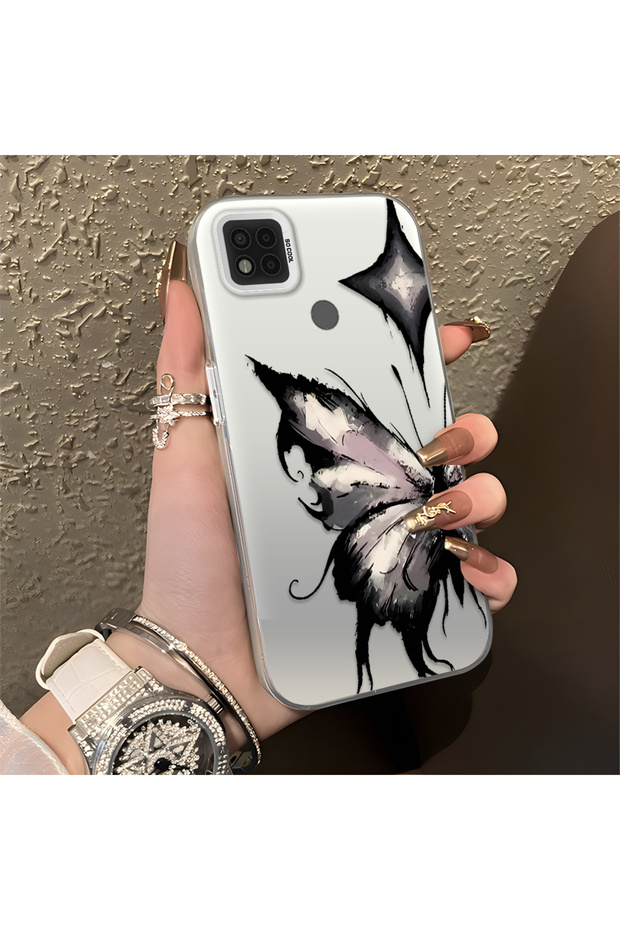Poco C31 Compatible Air Ink Pink White Butterfly Star Simple Style Shock Absorbing