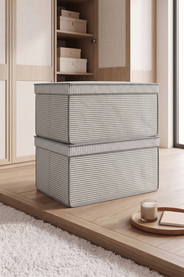 Set of 2 Mega Multi-Purpose Storage Boxes Clothing and Toy Organizer 40X60X30 cm